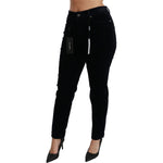 Dolce & Gabbana Blue Corduroy Mid Waist Skinny Pants Jeans Jeans & Pants