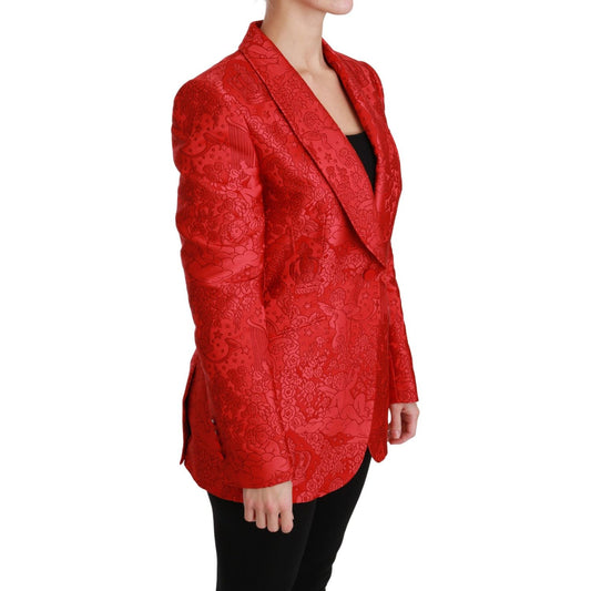 Dolce & Gabbana Red Floral Angel Pattern Blazer Dolce & Gabbana Firebrick