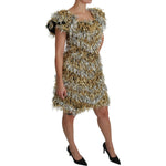 Dolce & Gabbana Silver Gold Sheath Mini Shift Gown Dress