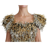 Dolce & Gabbana Silver Gold Sheath Mini Shift Gown Dress