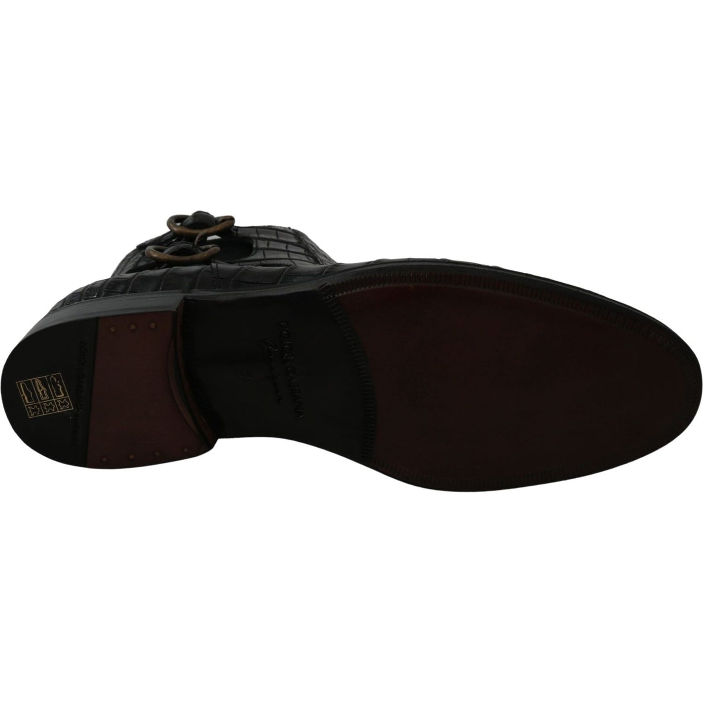 Dolce & Gabbana Black Crocodile Leather Derby Boots Shoes