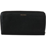 Dolce & Gabbana Black Mens Zipper Continental Purse 100% Leather Wallet VAS9307