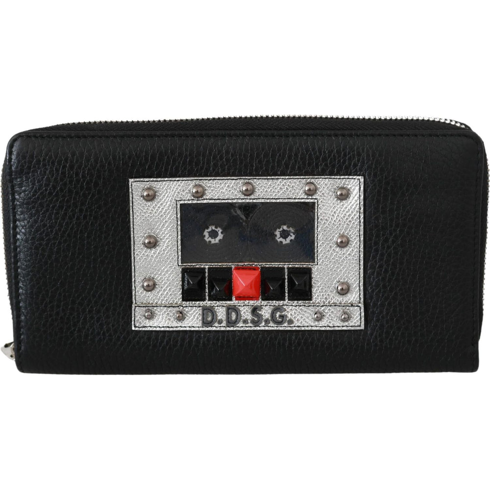 Dolce & Gabbana Black Mens Zipper Continental Purse 100% Leather Wallet VAS9307