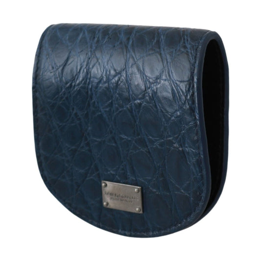 Dolce & Gabbana Elegant Blue Caimano Leather Condom Case Wallet Condom Case Dolce & Gabbana Dark Slate Gray