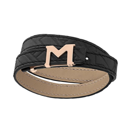MONTBLANC LEATHER Mod. M LOGO unisex bracelet in leather with official packaging