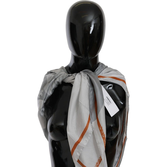 Costume National Elegant Floral Printed Silk Scarf Silk Wrap Shawls Costume National Black