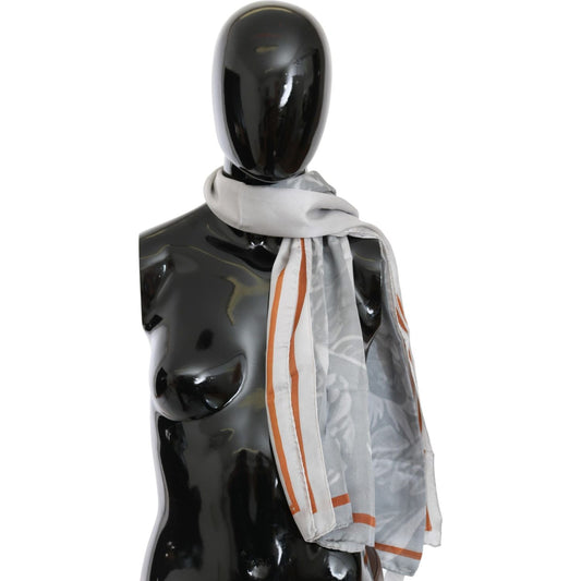 Costume National Elegant Silk Floral Scarf Silk Wrap Shawls Costume National Dark Slate Gray