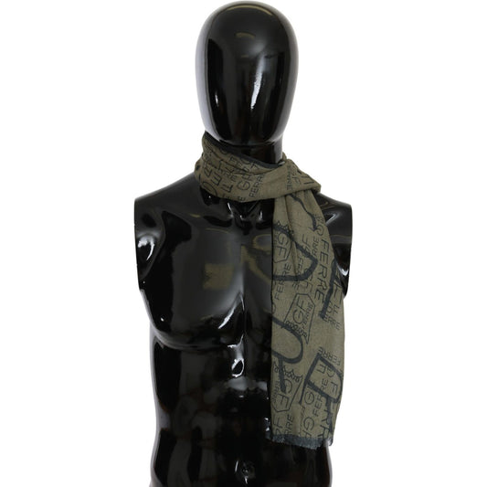 GF Ferre Elegant Patterned Wool-Blend Scarf GF Ferre Black