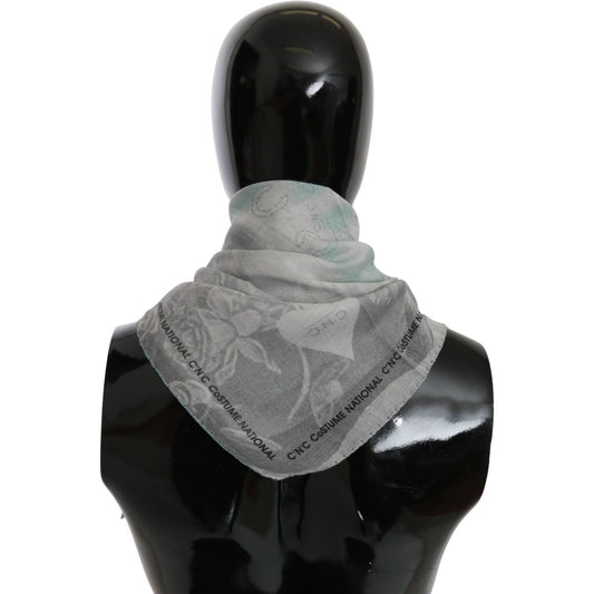 Costume National Elegant Gray Silk Scarf for Women Silk Wrap Shawls Costume National Black