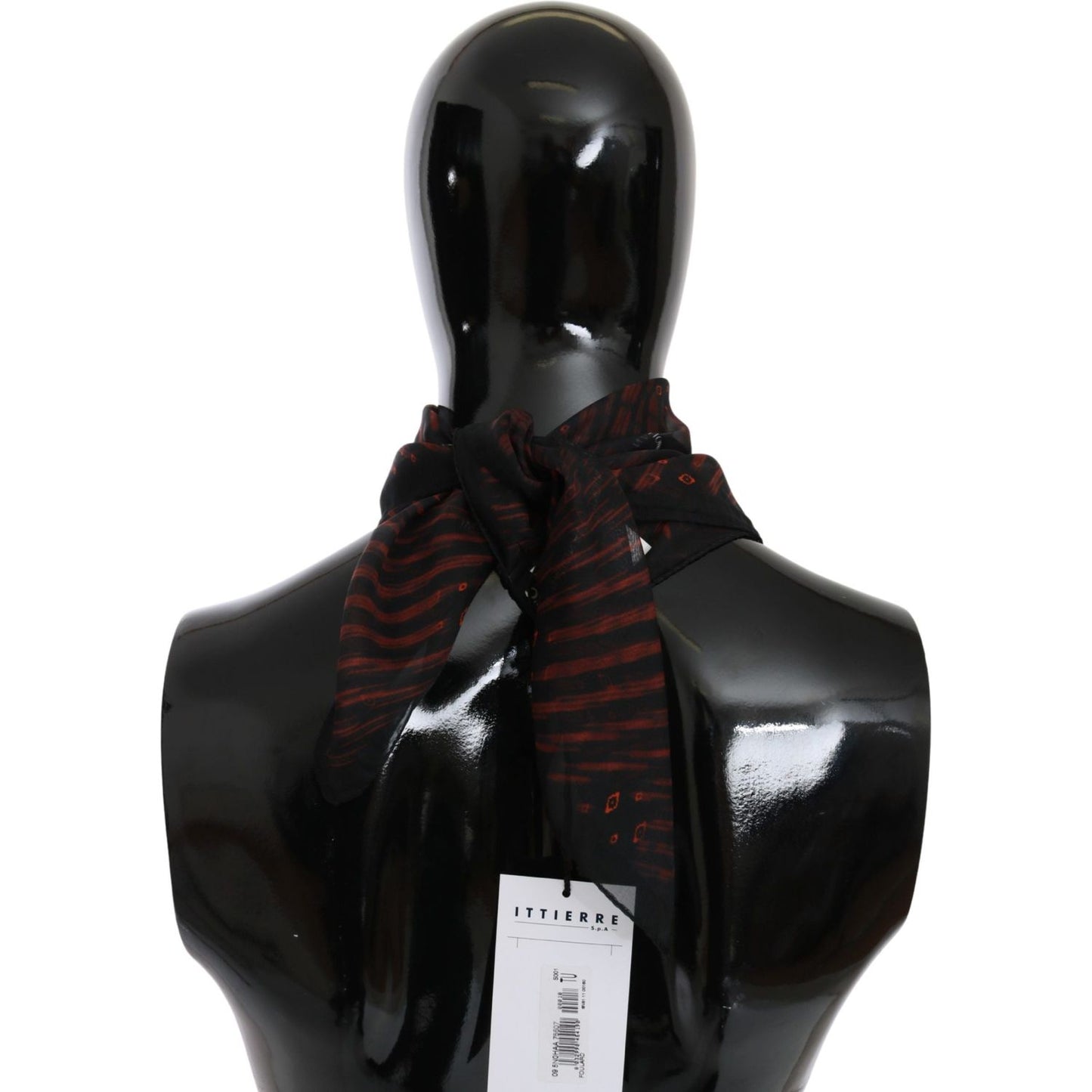 Costume National Black Orange 100% Silk Branded Scarf