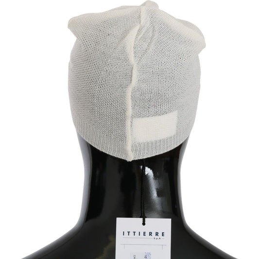 Costume National Elegant White Wool Blend Beanie Hat Beanie Hat Costume National Gray