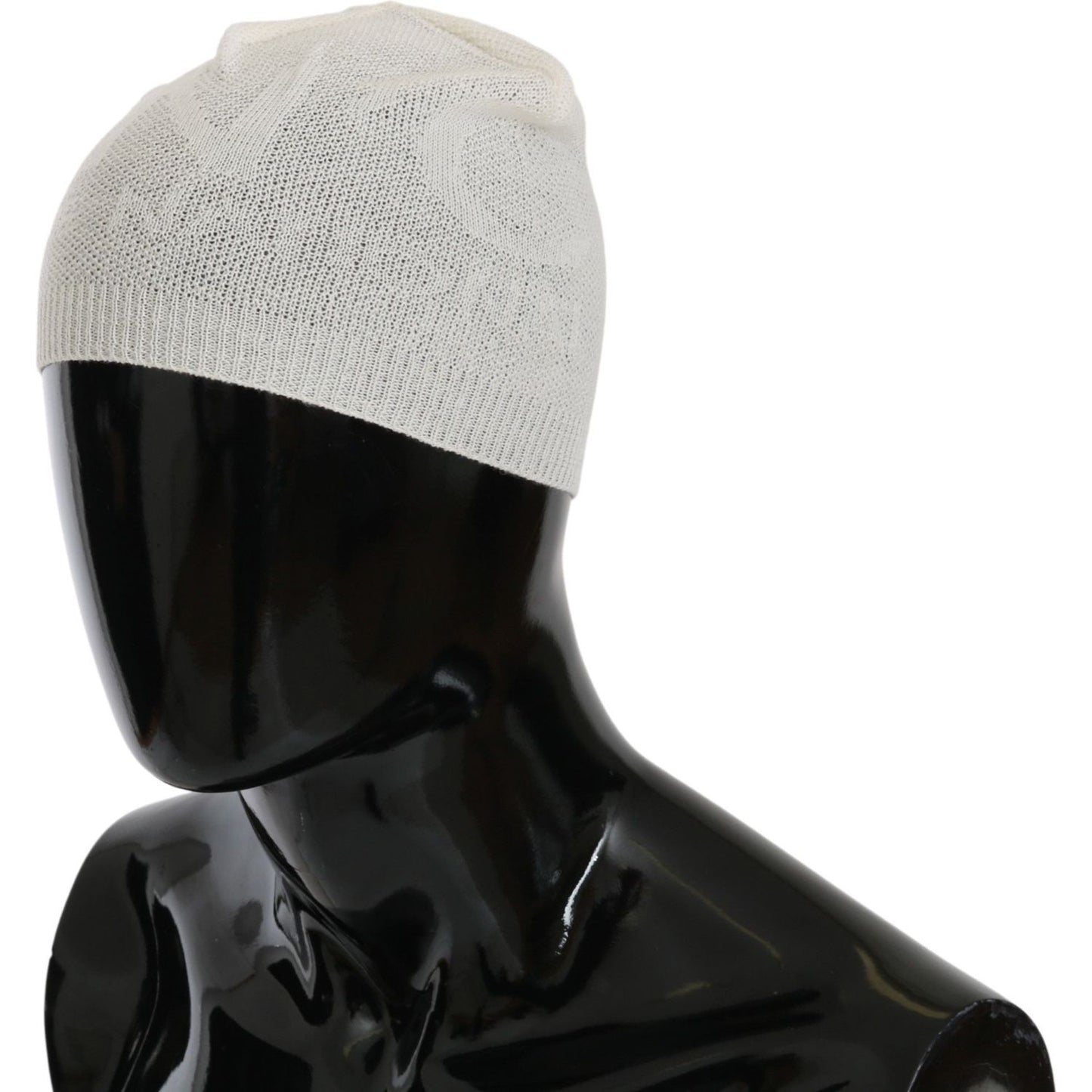 Costume National Beanie White Wool Blend Branded Hat