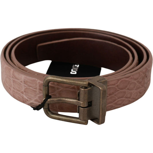 Dolce & Gabbana Elegant Exotic Skin Brushed Gold Buckle Belt Belt Dolce & Gabbana Dark Slate Gray