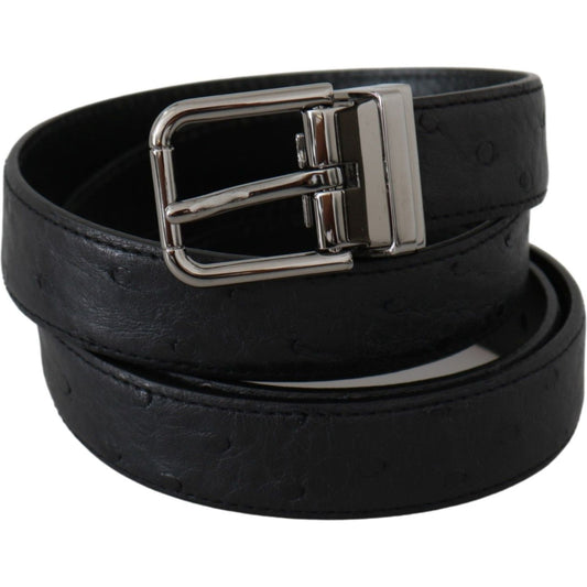 Dolce & Gabbana Elegant Exotic Skin Designer Belt Belt Dolce & Gabbana Black