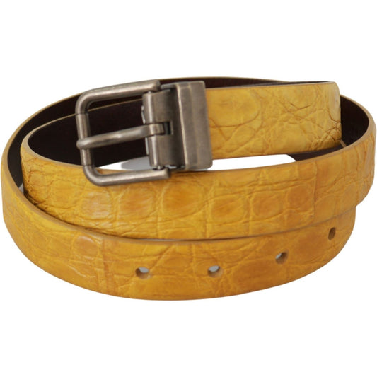 Dolce & Gabbana Exotic Yellow Animal Pattern Leather Belt Belt Dolce & Gabbana Dark Goldenrod