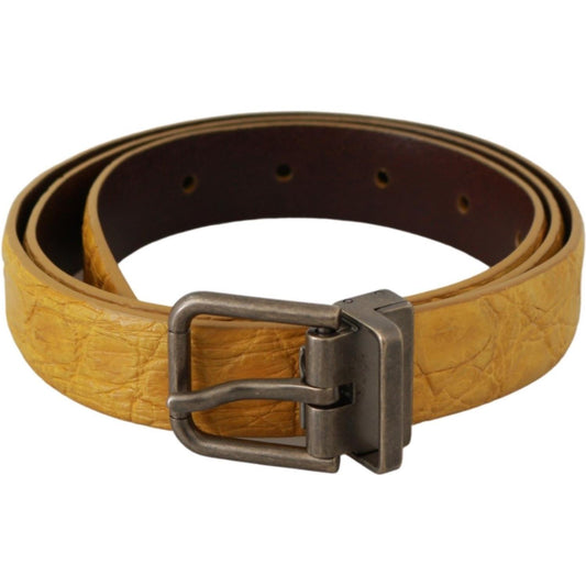 Dolce & Gabbana Exotic Yellow Animal Pattern Leather Belt Belt Dolce & Gabbana Dark Slate Gray