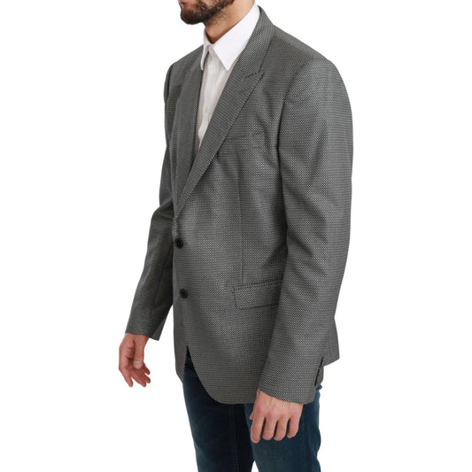 Dolce & Gabbana Elegant Gray Fantasy Pattern Slim Fit Blazer Dolce & Gabbana Dark Slate Gray