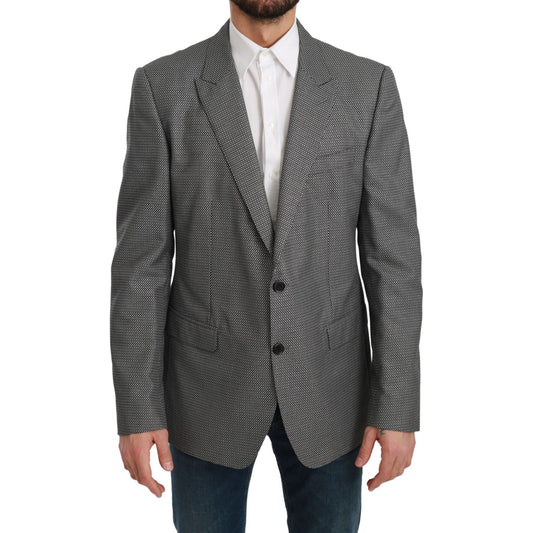 Dolce & Gabbana Elegant Gray Fantasy Pattern Slim Fit Blazer Dolce & Gabbana Dark Slate Gray