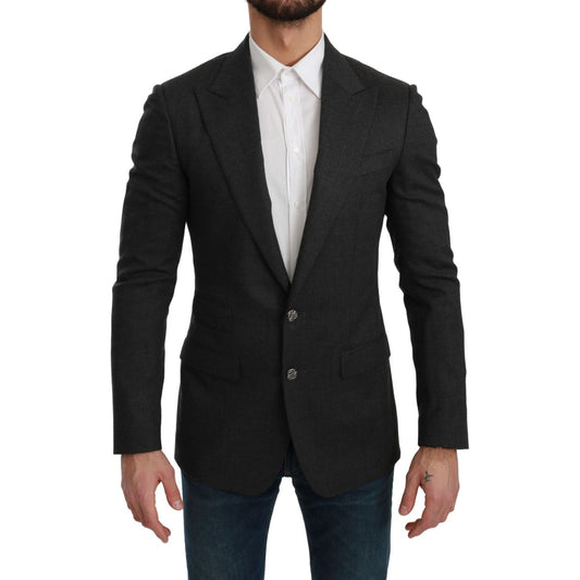 Dolce & Gabbana Elegant Gray Slim Fit Formal Blazer Dolce & Gabbana Black