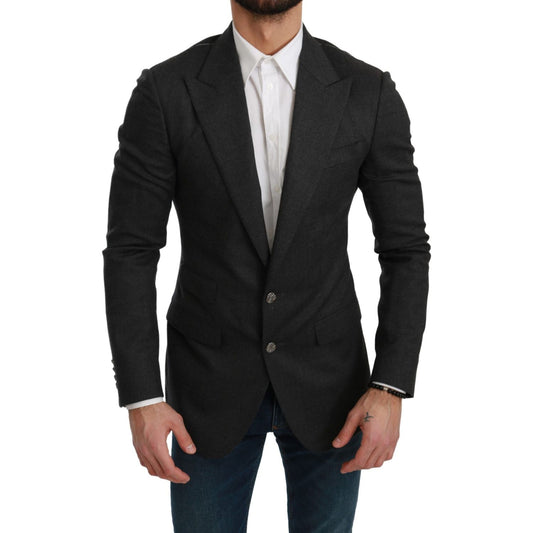Dolce & Gabbana Elegant Gray Slim Fit Formal Blazer Dolce & Gabbana Black