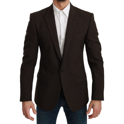 Dolce & Gabbana Brown Slim Fit Coat Jacket MARTINI Blazer