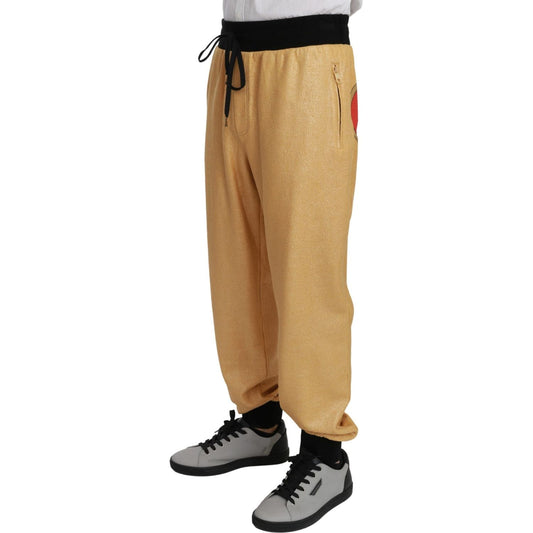 Dolce & Gabbana Elegant Gold Motif Sweatpants Dolce & Gabbana Dark Khaki