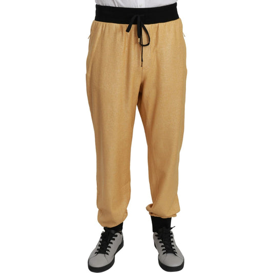 Dolce & Gabbana Elegant Gold Motif Sweatpants Dolce & Gabbana Dark Khaki