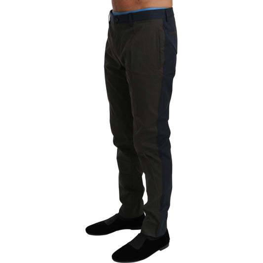 Dolce & Gabbana Elegant Slim Fit Striped Casual Pants Dolce & Gabbana Black