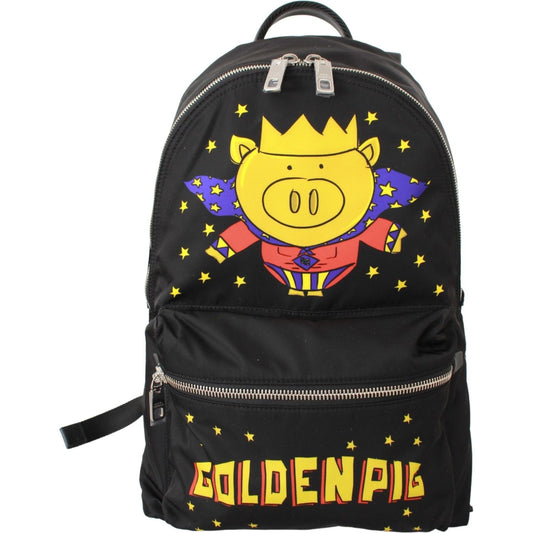 Dolce & Gabbana Golden Pig Motif Luxe Backpack Backpack Dolce & Gabbana Dark Slate Gray
