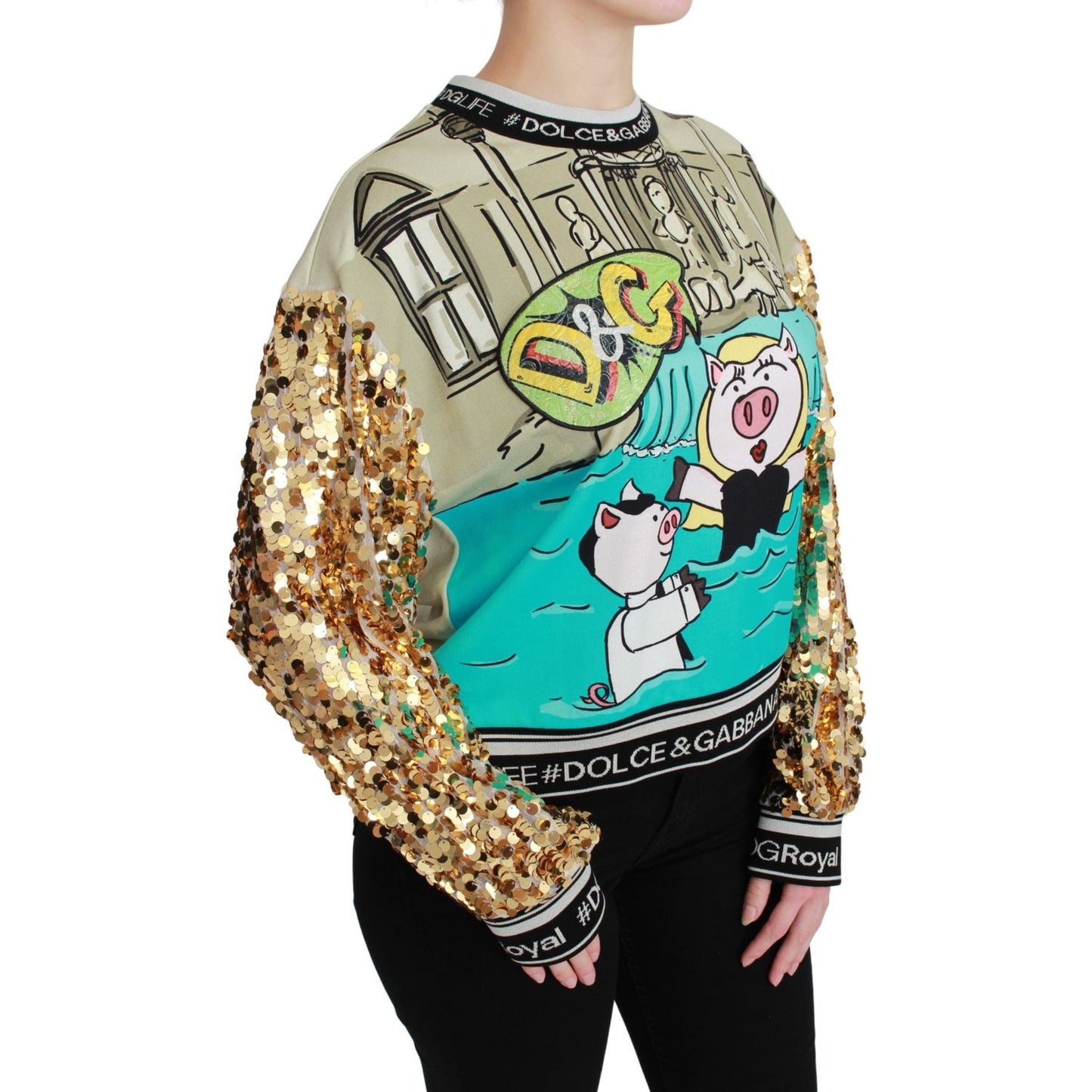Dolce & Gabbana Year of the Pig Sequined Top Sweater