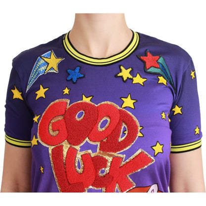 Dolce & Gabbana Purple YEAR OF THE PIG Top Cotton T-shirt