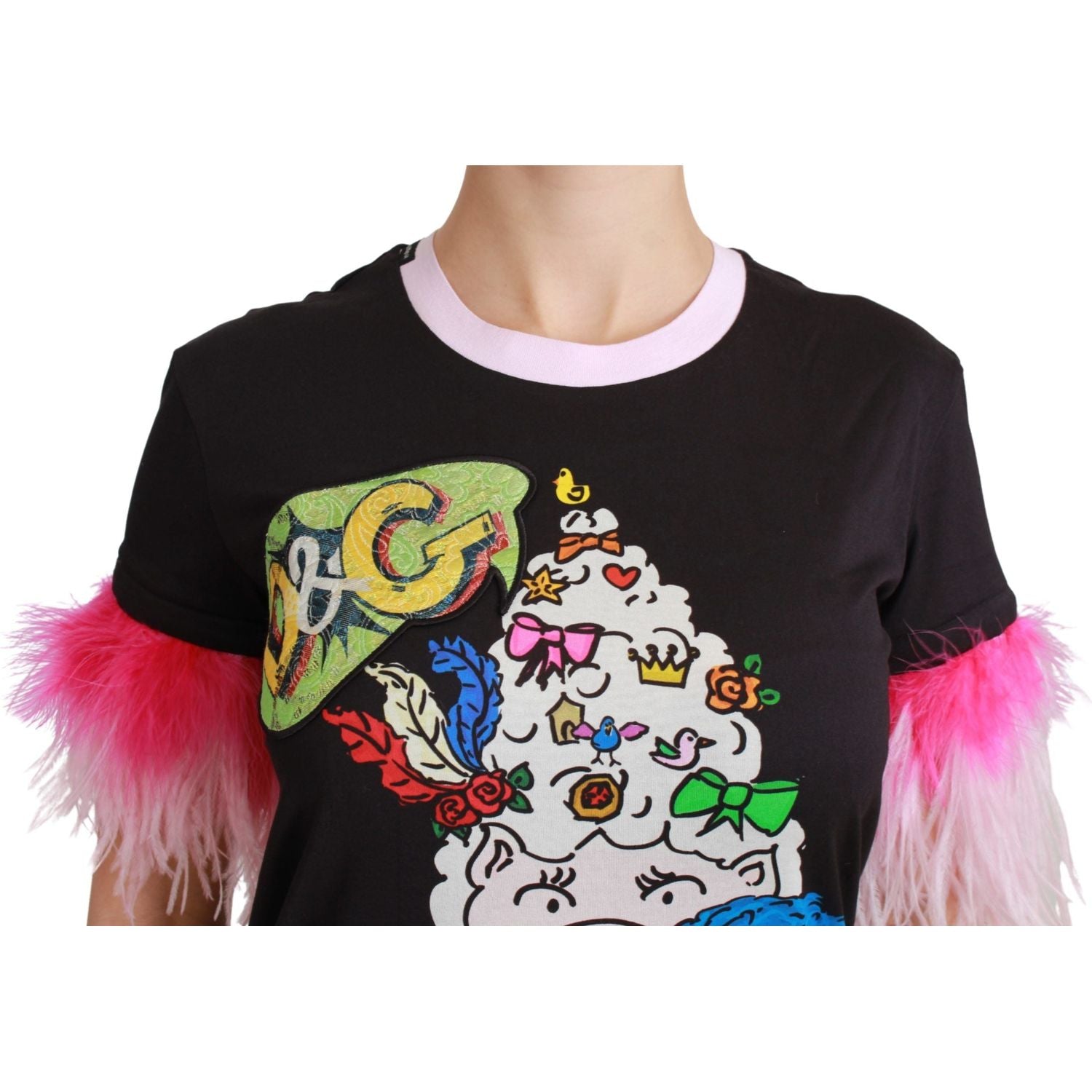 Dolce & Gabbana Black YEAR OF THE PIG Top Cotton  T-shirt