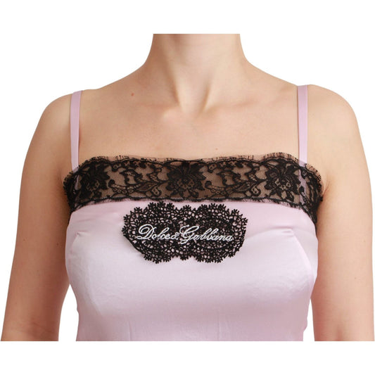 Dolce & Gabbana Elegant Silk Lace Detail Tank Top Dolce & Gabbana Gray