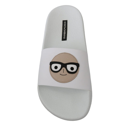 Dolce & Gabbana Chic White Slide Sandals - Luxury Summer Footwear Dolce & Gabbana Gray