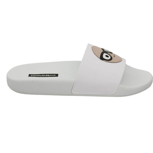 Dolce & Gabbana Chic White Slide Sandals - Luxury Summer Footwear Dolce & Gabbana Gray