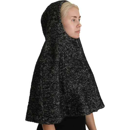 Dolce & Gabbana Elegant Gray Wool Hooded Scarf by Iconic Italian Label Hood Scarf Dolce & Gabbana Black