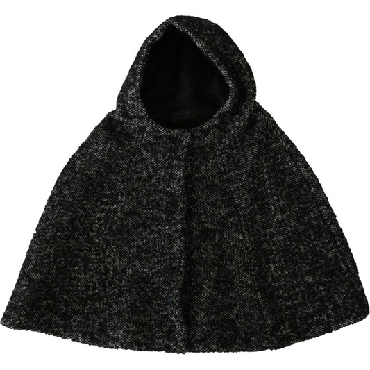 Dolce & Gabbana Elegant Gray Wool Hooded Scarf by Iconic Italian Label Hood Scarf Dolce & Gabbana Black