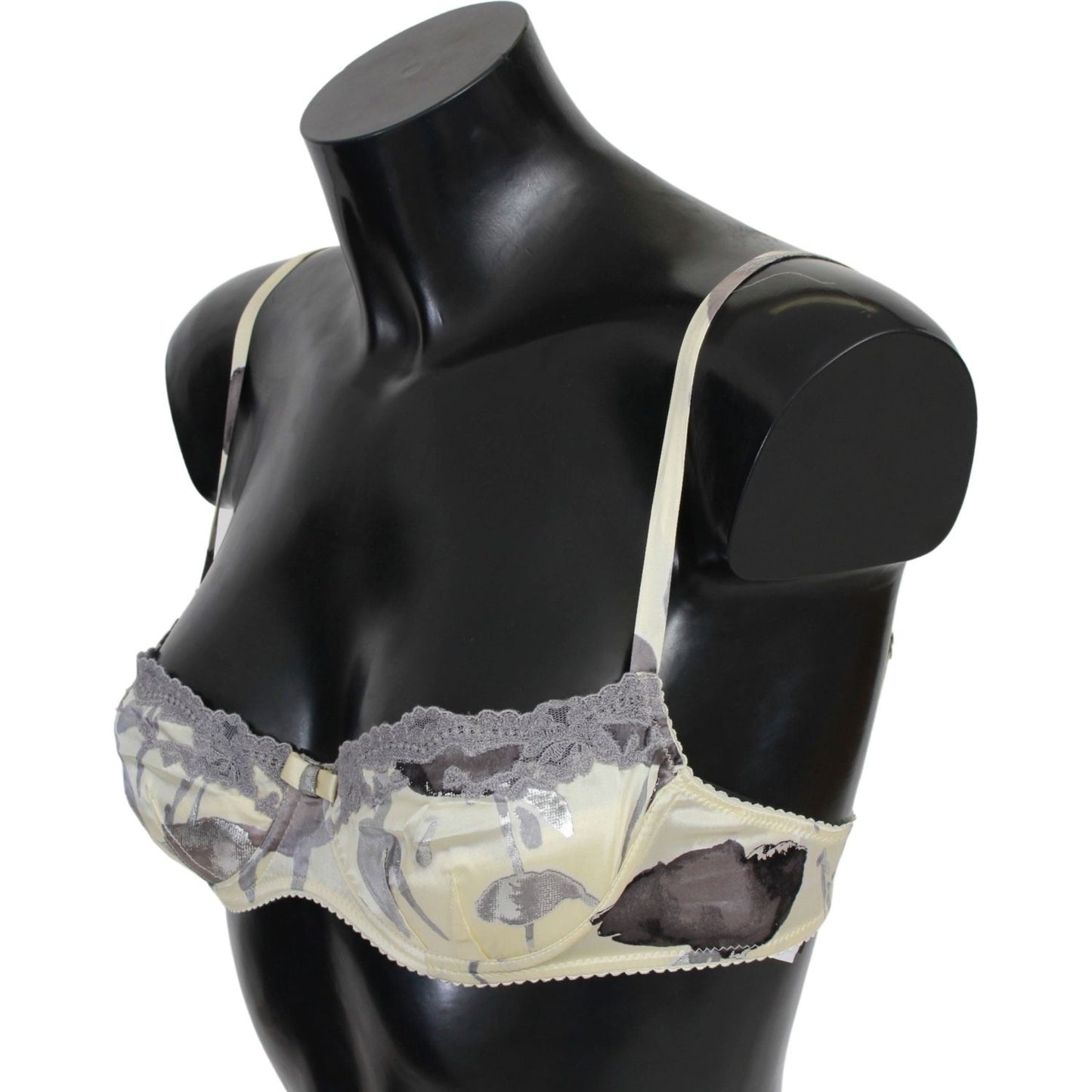 Ermanno Scervino Beige Gray Lace Balconcino Bra Underwear
