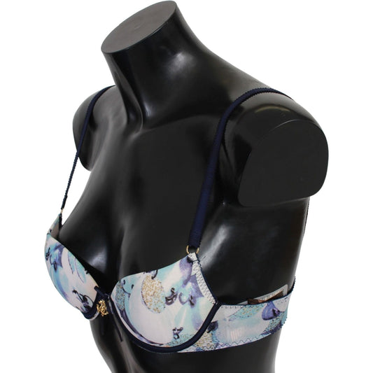 Roberto Cavalli Elegant Push-Up Bra in Blue Print Roberto Cavalli Black