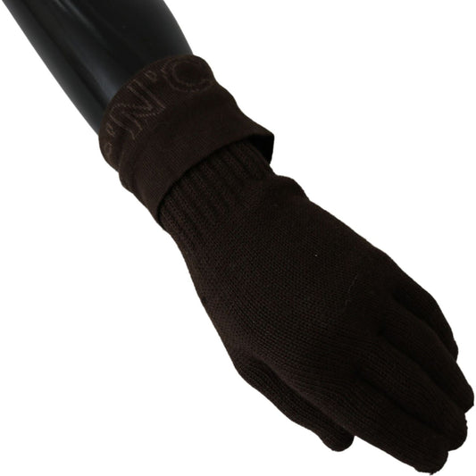 Costume National Elegant Brown Knitted Gloves Costume National Black