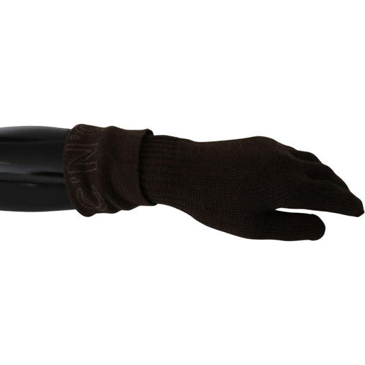 Costume National Elegant Brown Knitted Gloves Costume National Black