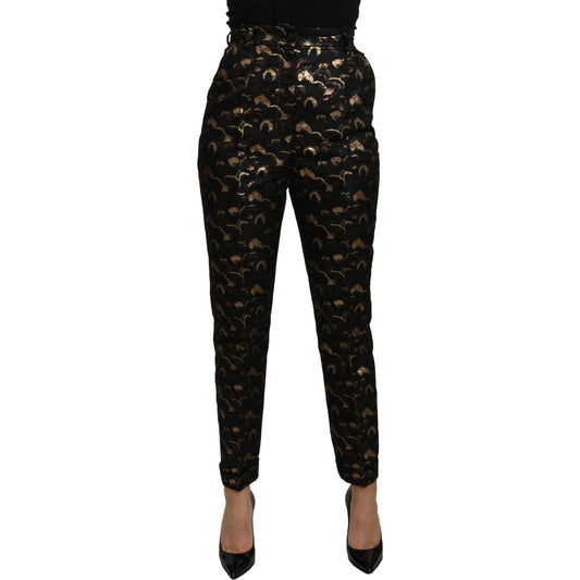 Dolce & Gabbana Black Gold Brocade High Waist Pants Jeans & Pants