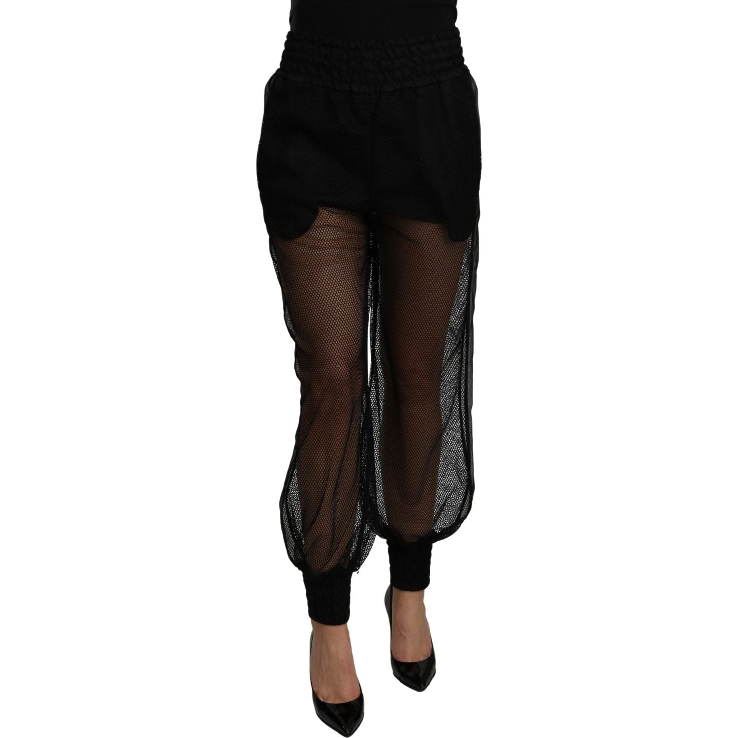 Dolce & Gabbana Black See Through Jogger Polyester Pants