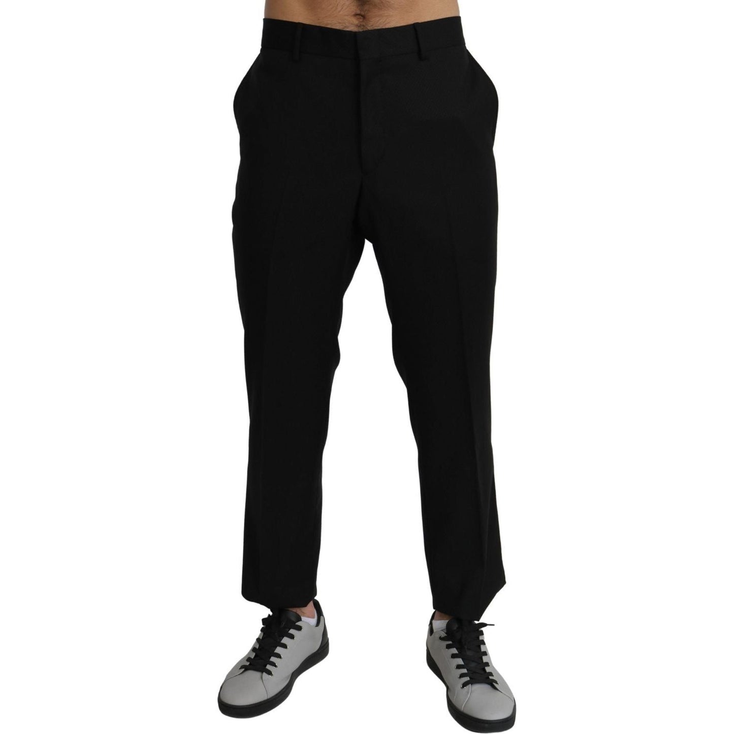 Dolce & Gabbana Black Cotton Wool Formal Dress Pants