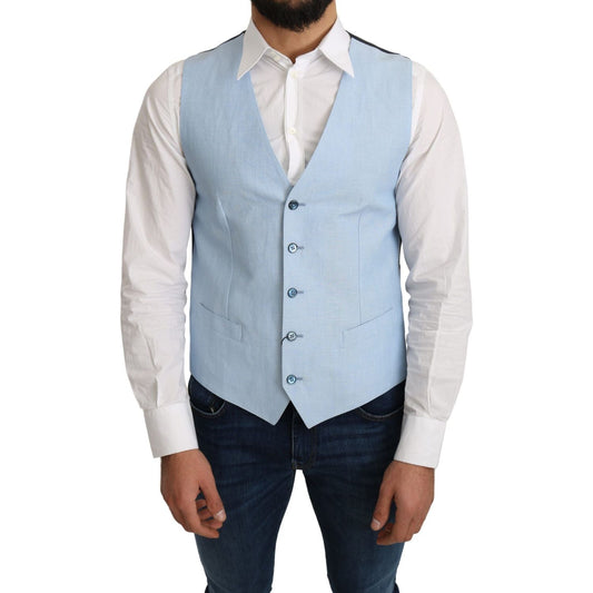 Dolce & Gabbana Elegant Azure Men's Formal Vest Dolce & Gabbana Gray