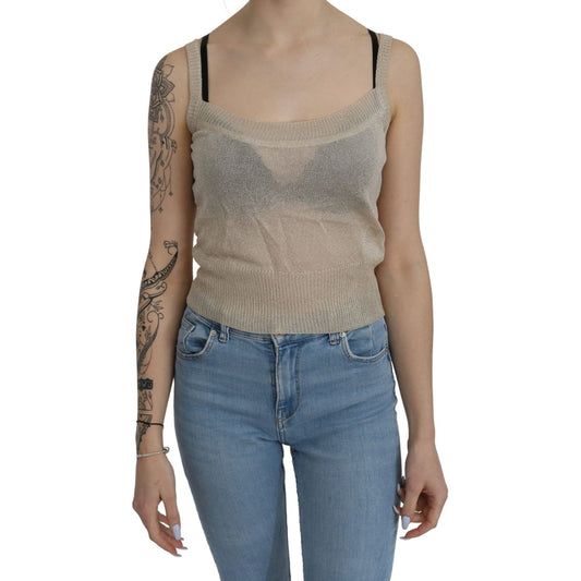BYBLOS Elegant Beige Sleeveless Spaghetti Strap Tank BYBLOS Slate Gray