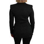 Dolce & Gabbana Black Brocade Single Breasted Blazer Jacket
