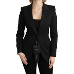 Dolce & Gabbana Black Brocade Single Breasted Blazer Jacket