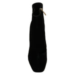 Dolce & Gabbana Black Velvet Crystal Square Heels Shoes