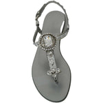 Dolce & Gabbana Silver Crystal Sandals Flip Flops Shoes